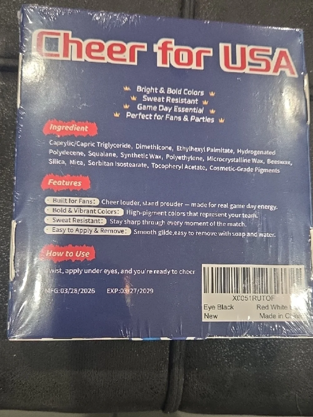 14 Pack Red White Blue Sports Eye Black for Baseball Football